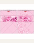 Блокнот 96 листов, А5, клетка "Rose", розовый блок, глянц. ламинация, на гребне (Hatber)