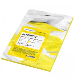 Бумага цветная для офисной печати 50 листов, А4, intensive, желтый, 80г/м2 (OfficeSpace)