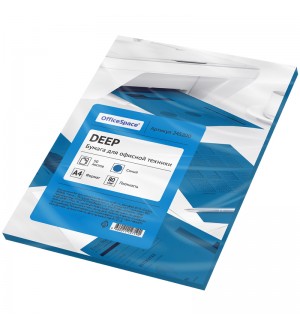 Бумага цветная для офисной печати 50 листов, А4, deep, синий, 80г/м2 (OfficeSpace)