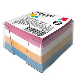 Блок для записи 9*9*5см, цветной, пластиковый бокс (Mazari)