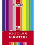 Картон цветной двусторонний 10 цветов, 10 листов, А4, мелованный 