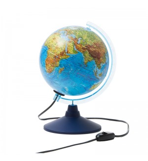Глобус Земли физико-политический, 21см, с подсветкой на круглой подставке