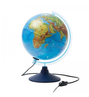 Глобус Земли физико-политический, 25см, с подсветкой на круглой подставке