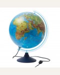 Глобус Земли физико-политический, 32см, с подсветкой на круглой подставке