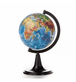 Глобус Земли физический, 12см, на круглой подставке