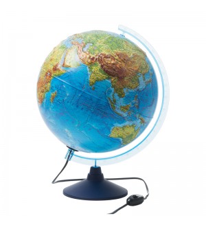 Глобус Земли физико-политический, 32см, с подсветкой на круглой подставке