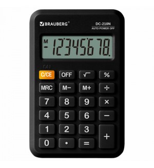 Калькулятор карманный 8 разрядов, 63*98*12мм, черный 