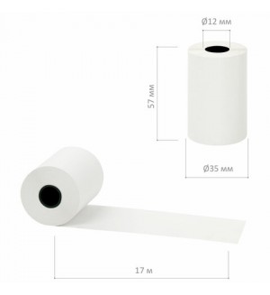 Чековая лента термо 57*35*12 (17м), 48г/м2 термослой наружу (Brauberg)