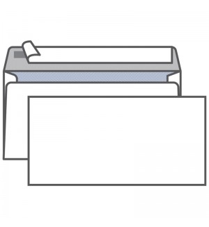 Конверт бумажный E65, 110*220мм, б/подсказа, б/окна, отр. лента, внутр. запечатка, термоусадка (KurtStrip)