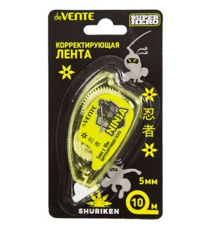 Корректирующая лента 5мм*10м, полупрозрачный желтый корпус, картонный блистер 