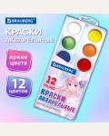 Акварель 12 цветов, медовая, без кисти, пластик, европодвес 