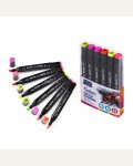 Набор маркеров для скетчинга двухсторонние 6 цветов, 3,0-6,2мм, пулевидный/скошенный, квадратный корпус, ПВХ упаковка 