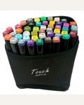 Набор маркеров для скетчинга двухсторонние 48 цветов, 1,0-7,0мм, пулевидный/скошенный, черный четырехгранный корпус (Basir) 