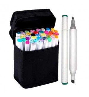 Набор маркеров для скетчинга двухсторонние 40 цветов, 1,0-5,0мм, пулевидный/скошенный, трёхгранный корпус 