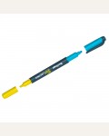 Текстовыделитель 0,5-4мм, двусторонний, желтый/голубой 
