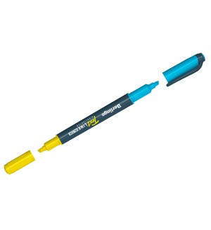 Текстовыделитель 0,5-4мм, двусторонний, желтый/голубой 