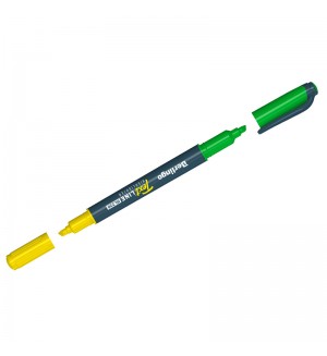 Текстовыделитель 0,5-4мм, двусторонний, желтый/зеленый 