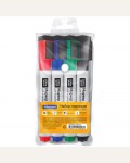 Набор маркеров для досок 4 цвета, 3мм, пулевидный, чехол с европодвесом (OfficeSpace)
