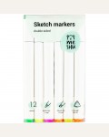 Набор маркеров для скетчинга 12 цветов, 2-6мм, основные и флуоресцентные цвета (MESHU)