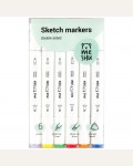Набор маркеров для скетчинга 6 цветов, 2-6мм, основные цвета (MESHU)