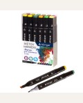 Набор маркеров для скетчинга двухсторонние 12 цветов, 1,0-6мм, пулевидный/клиновидный, лесные цвета, спиртовая основа (Alingar)
