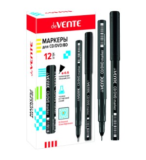 Маркер для CD/DVD 0,5мм, черный, перманентный (deVente)