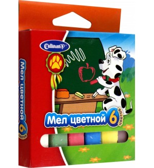 Мелки цветные 6 цветов, квадратные, картонная коробка 