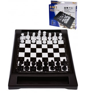 Настольная игра 3 в 1 (шахматы, нарды, шашки), пластик, на магните, 29*15 см