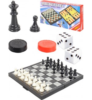Настольная игра 3 в 1 (шахматы, шашки, нарды), 29*29см, пластик