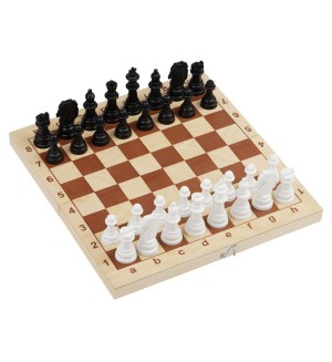 Настольная игра 2 в 1 (шашки, шахматы), 29*29см, дерево, пластик