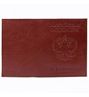 Обложка для паспорта натуральная кожа, тиснение, конгрев вишневая 