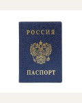 Обложка для паспорта синяя, с тиснением, ПВХ