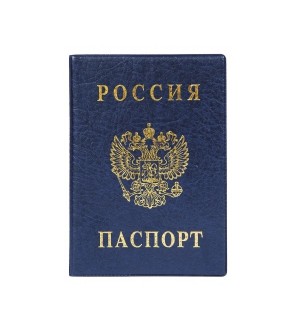 Обложка для паспорта синяя, с тиснением, ПВХ