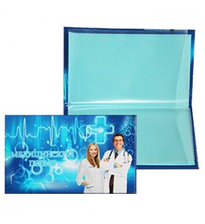 Обложка для медицинского полиса синяя, с файлом (пухлая), ПВХ