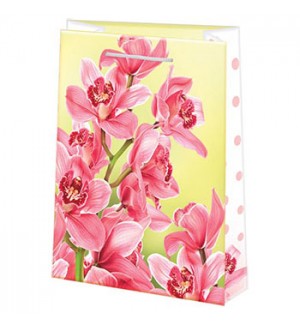 Пакет подарочный 13,5*18см "Нежные розовые цветы", бумажный, ламинированный (Мир открыток)