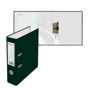Папка-регистратор А4, 75мм, ПВХ, с карманом на корешке, зеленая (Lamark)