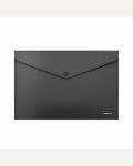 Папка-конверт на кнопке А4, 140мкм, пластик., непрозрачная, черная 