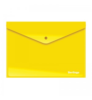 Папка-конверт на кнопке А4, 180мкм, непрозрачная, желтая (Berlingo)