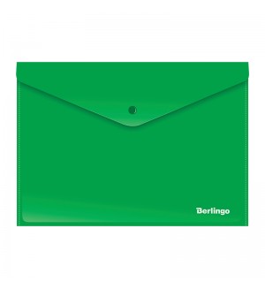 Папка-конверт на кнопке А4, 180мкм, непрозрачная, зеленая (Berlingo)