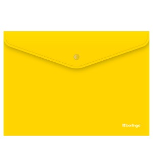 Папка-конверт на кнопке А4, 200мкм, непрозрачная, желтая 