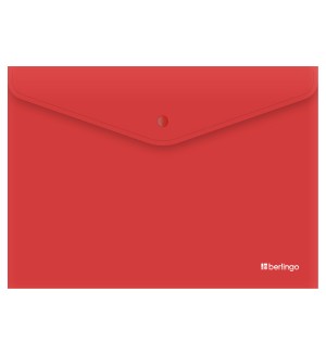Папка-конверт на кнопке А4, 200мкм, непрозрачная, красная 