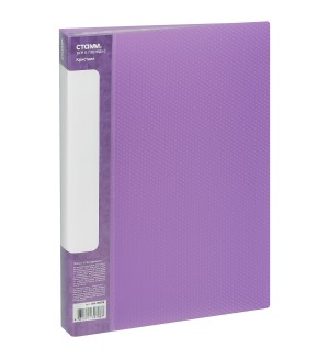 Папка пластиковая А4, 700мкм, со 60 вкладышами, корешок 21мм, фиолетовая 