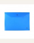 Папка-конверт пластиковая на кнопке А4, 180мкм, синяя