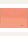 Папка-конверт на кнопке А4, 180мкм, прозрачная оранжевая 