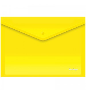 Папка-конверт на кнопке А4, 180мкм, желтая (Berlingo)