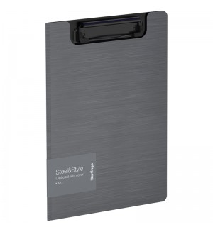 Папка-планшет с зажимом А5+, 1800 мкм, пластик (полифом), серебристый металлик 