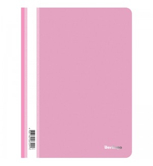 Папка-скоросшиватель А4, 180мкм, пластик., розовая с прозр. верхом (Berlingo)