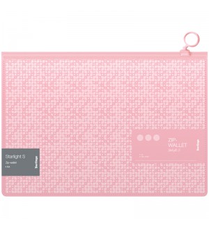 Папка-конверт на молнии А4, 200мкм, розовая, с рисунком 
