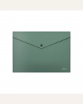 Папка-конверт на кнопке А4, 140мкм, непрозрачная, зеленая 