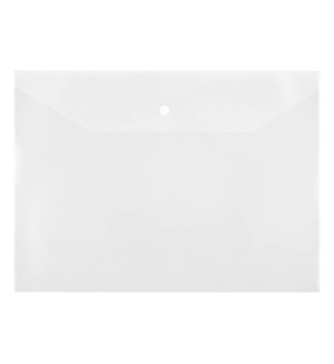 Папка-конверт на кнопке А4, 150мкм, прозрачная, бесцветная (Стамм)